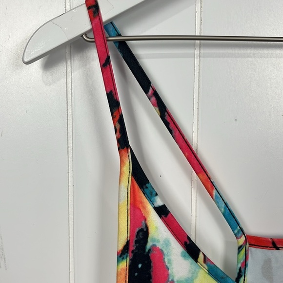 Racerback Womens Jumpsuit Red Blue Slip Straps  Bucket Pockets Fun  No Size Tag - Picture 2 of 13